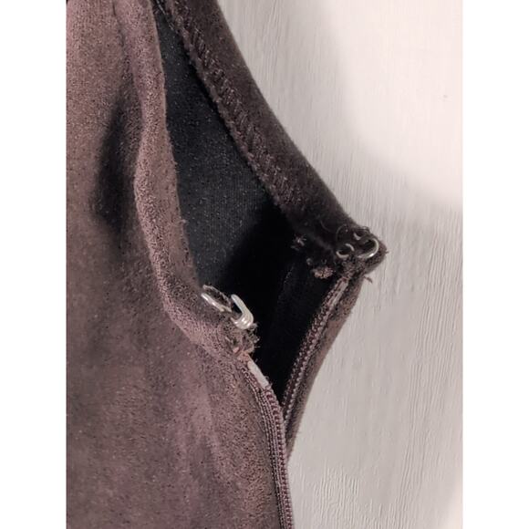 Forever 21 Brown Faux Suede Mini Dress S Belted Overall Y2K Retro Indie - Picture 6 of 15